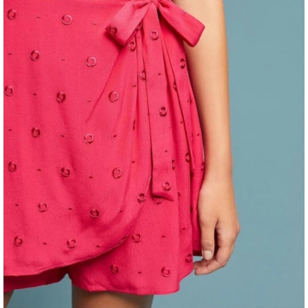 Anthropologie Fuchsia Romper Embroidered dot pattern size M - Picture 7 of 9